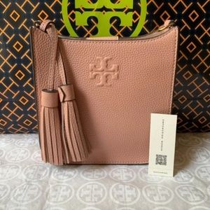Tory Burch Thea Mini Web shoulder bag/ Crossbody Pink Moon
